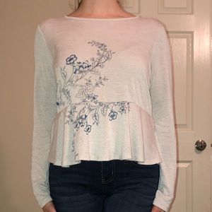 !SOLD! LC Lauren Conrad Embroidered Peplum Blouse